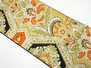 アンティーク　花更紗模様織り出し袋帯（着用可）